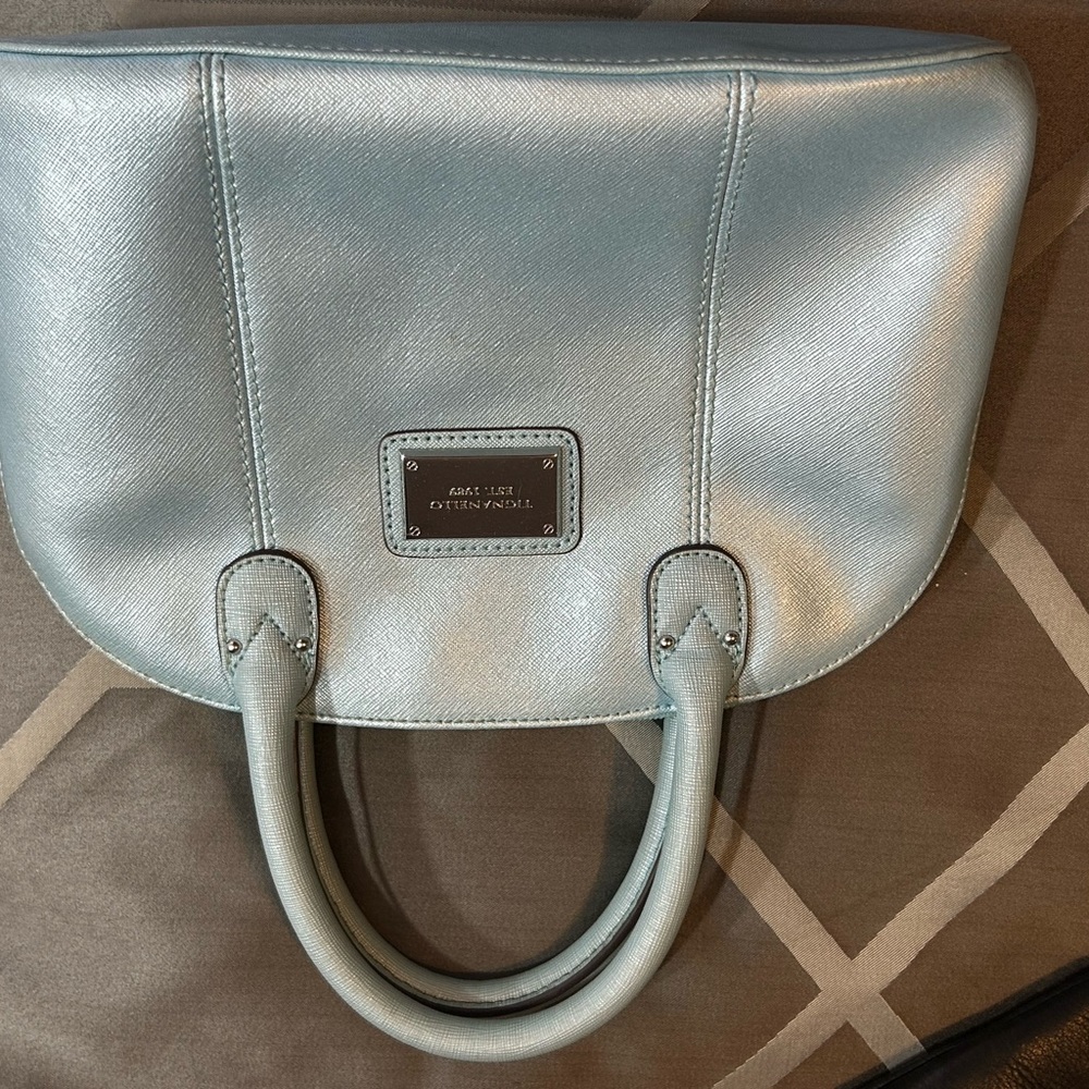 Tignanello Light Blue Leather Satchel Purse - Picture 3 of 13